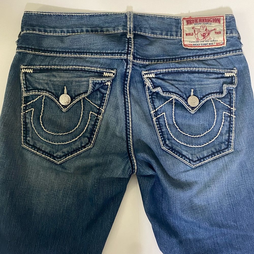 True Religion Men’s Ricky Classic Giant Blue Boot Cut Jeans